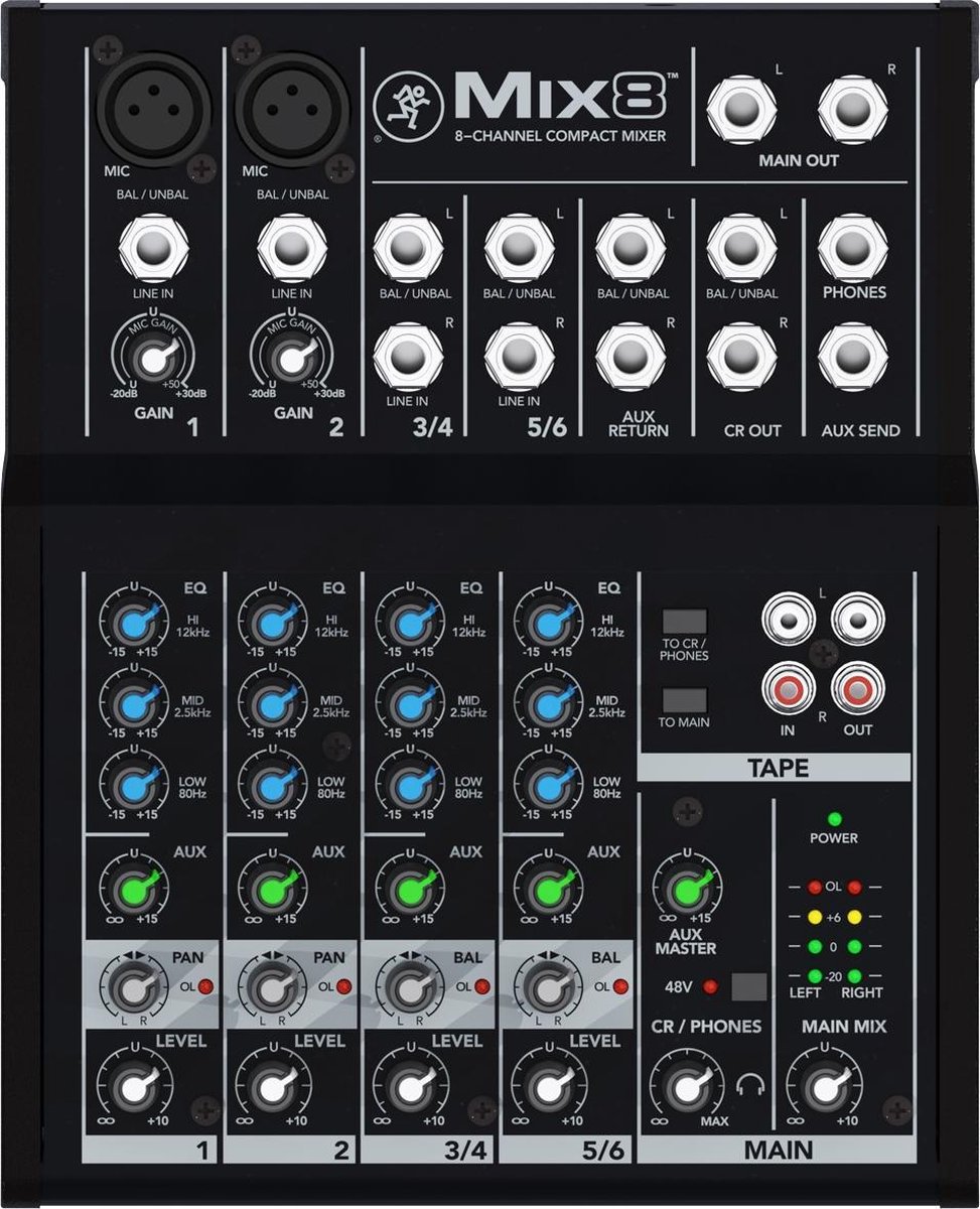 Mackie Mix 8 Console de mixage Nombre de canaux:8