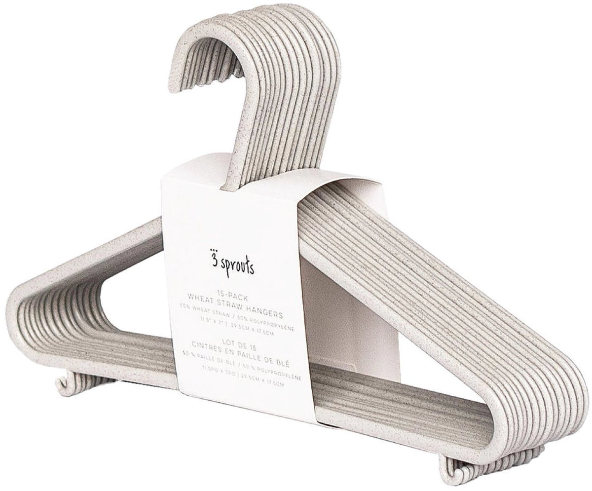 3 Sprouts - Hanger In Wheat Straw 15 pcs Grey