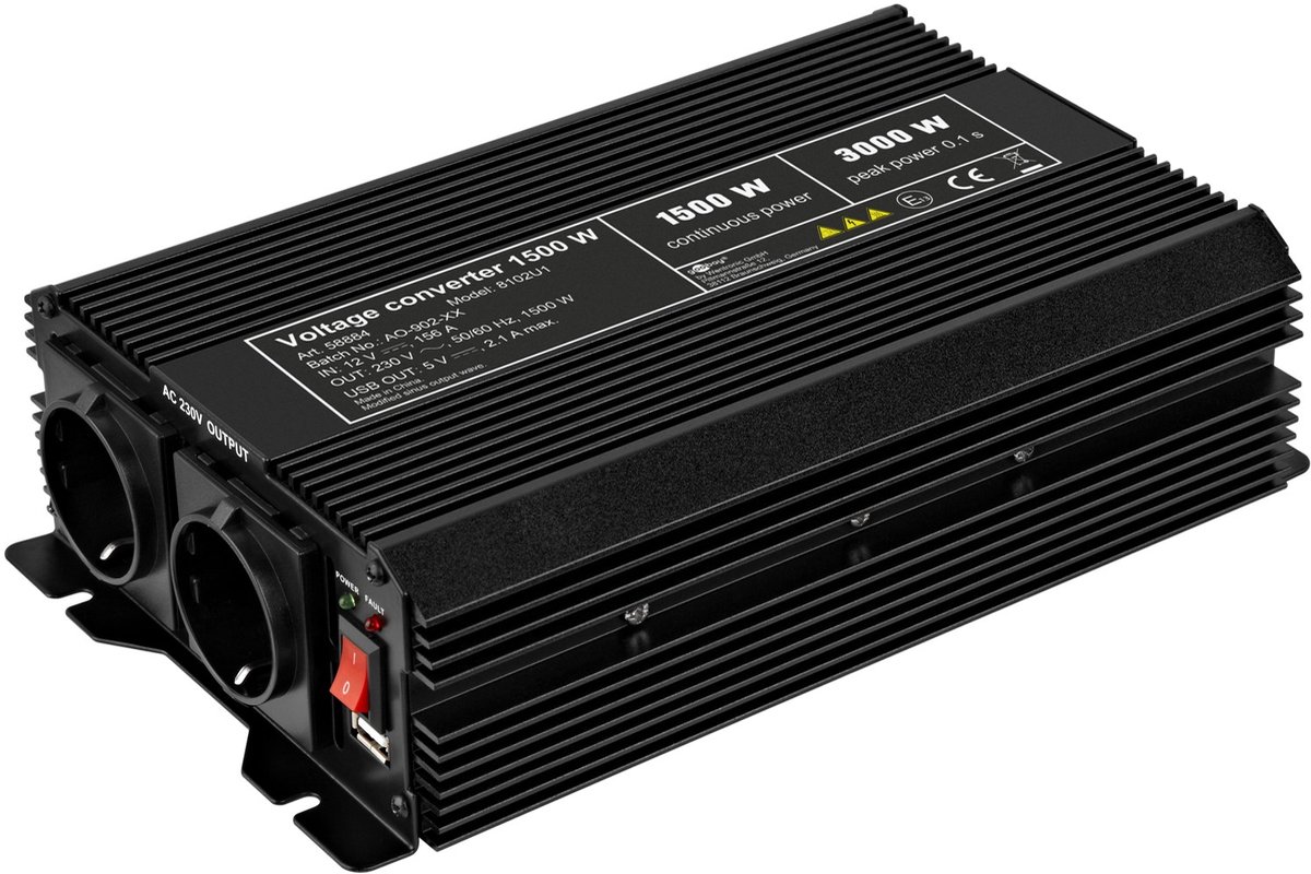 Pro Voltage converter 1.500 W black - converts 12 V D