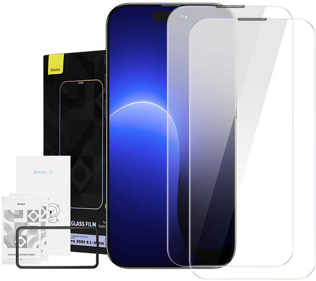 Baseus Crystal tempered glass with 0.3mm anti-dust coating for iPhone 14 Pro (2pcs).