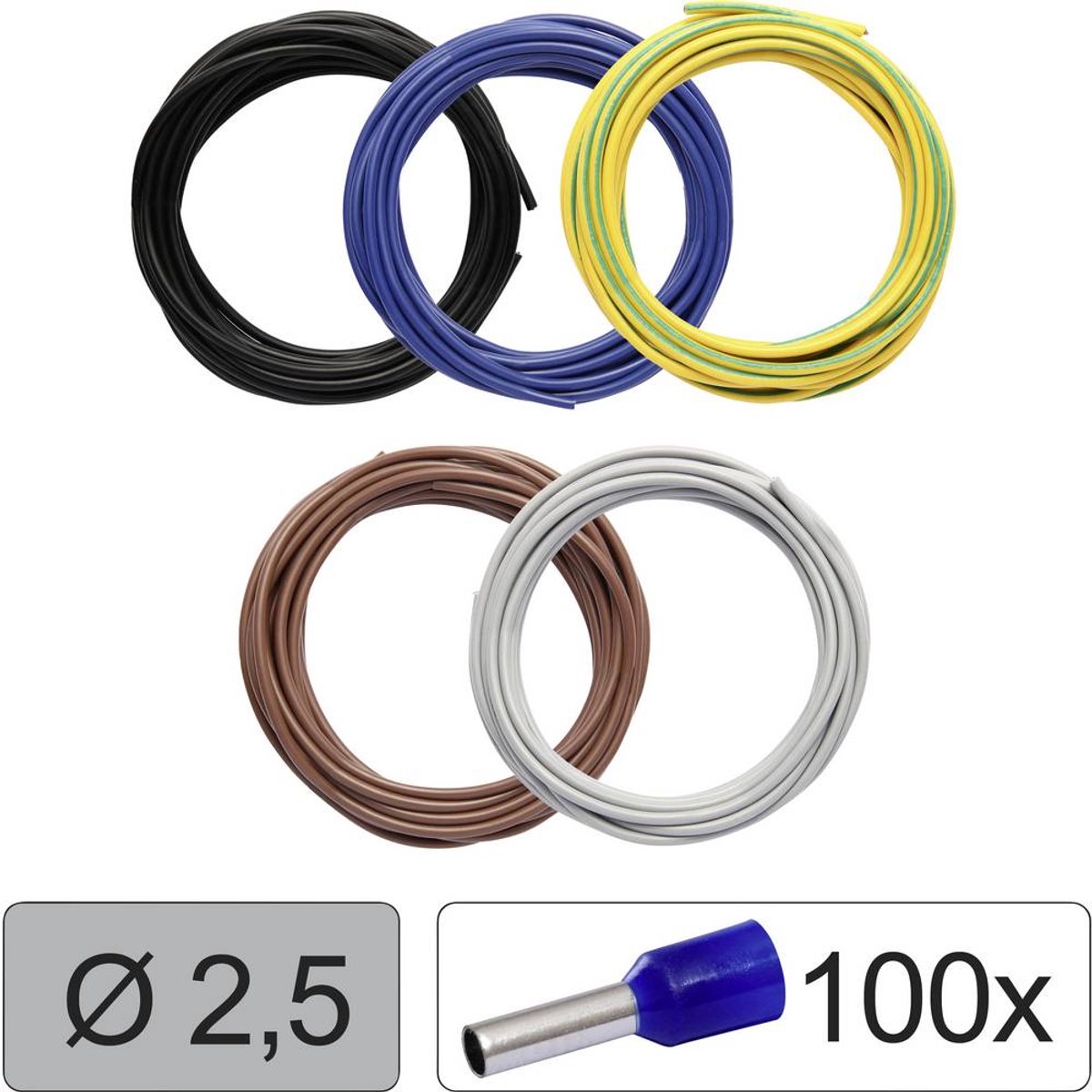 Quadrios 25CW119 Conducteur individuel LiFY 2.5 mm² noir, bleu, jaune-vert, marron, gris 1 set