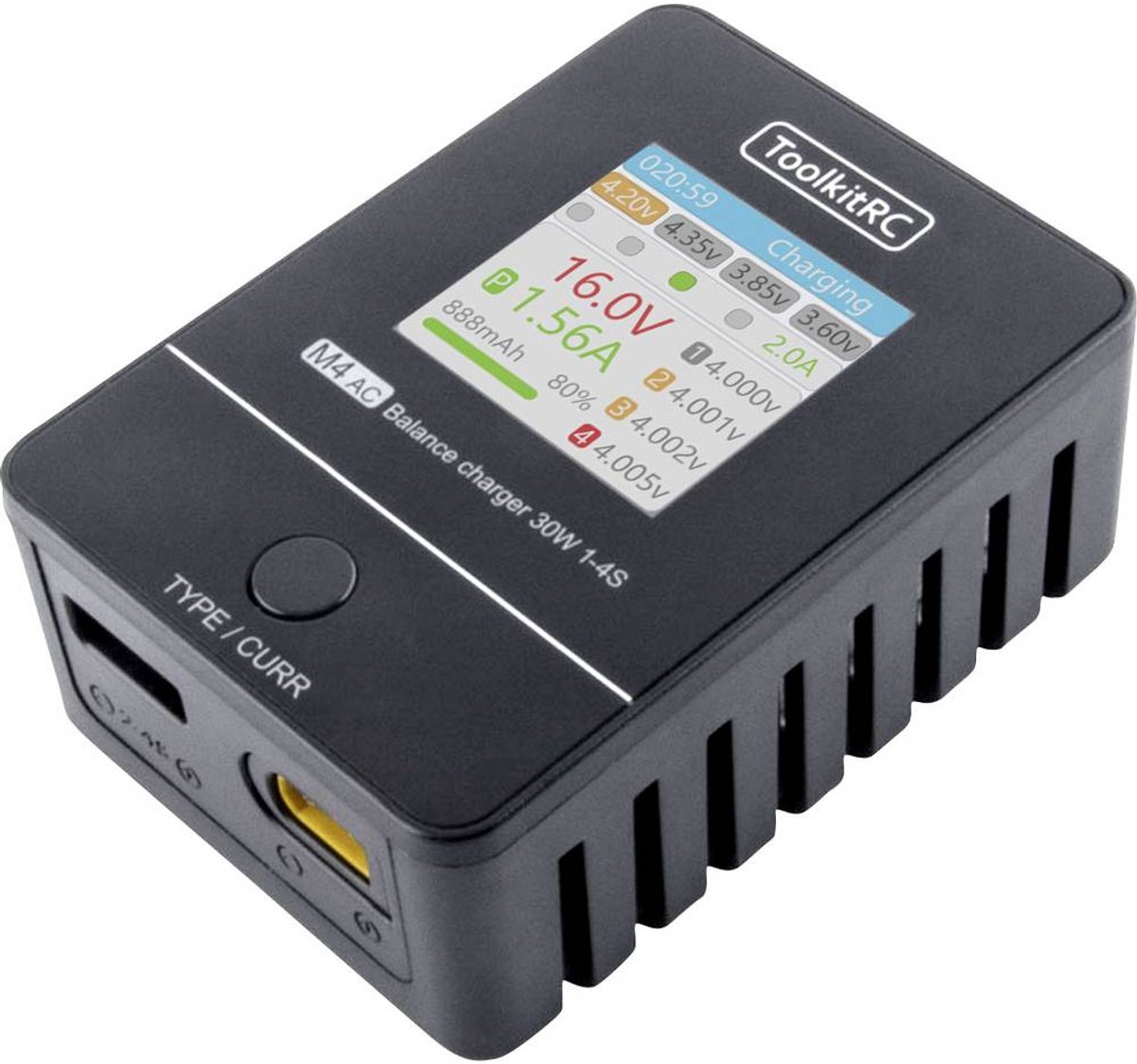 Toolkit RC M4AC XT60 Chargeur de modélisme 2.5 A Li-polymère, LiFePO, Li-ion, LiHV