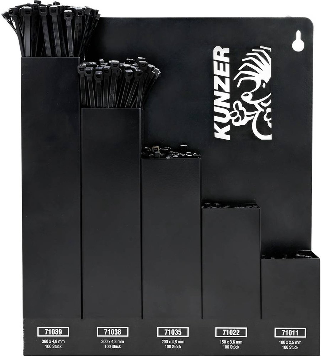 Kunzer 7KBS500 Assortiment de serre-câbles 100 mm, 150 mm, 200 mm, 300 mm, 360 mm noir 500 pc(s)