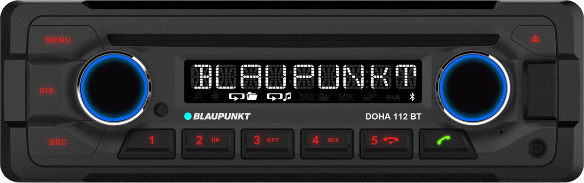 Blaupunkt Doha 112 BT Autoradio port pour commande au volant, kit mains libres bluetooth, avec télécommande