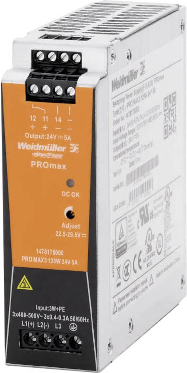 Weidmüller 1478170000 Alimentation rail DIN 12 V/DC 5 A 120 W Contenu 1 pc(s)