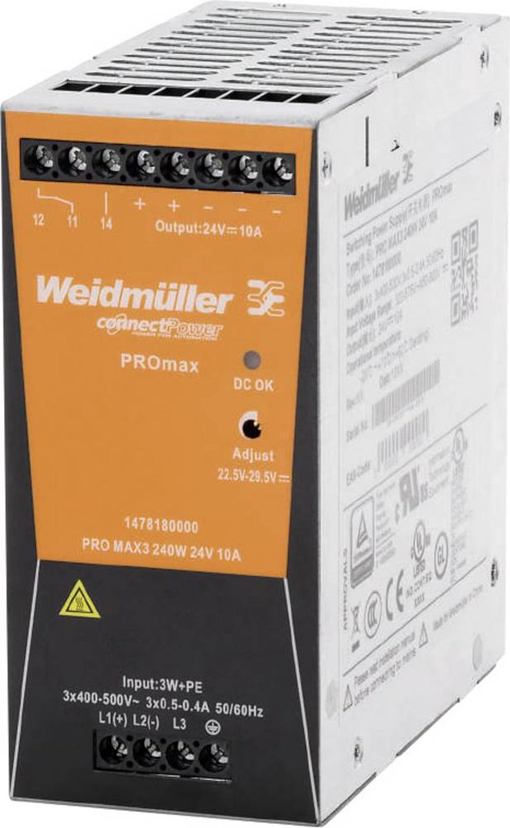 Weidmüller 1478180000 Alimentation rail DIN 12 V/DC 10 A 240 W Contenu 1 pc(s)