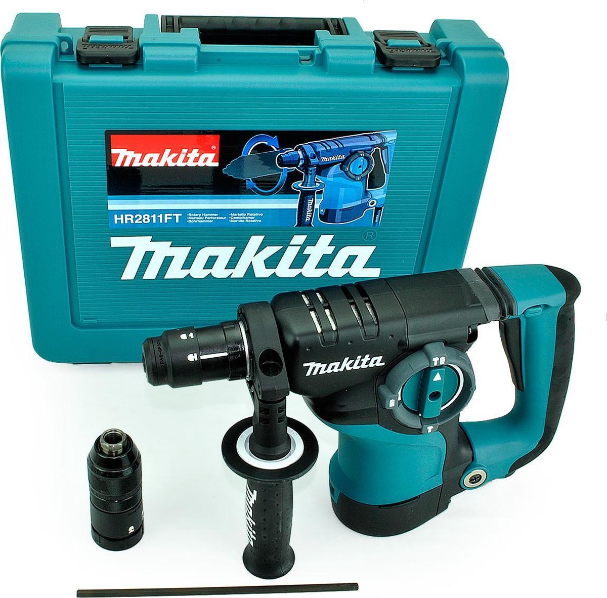 Makita HR2811FT SDS-Plus-Marteau combiné, Marteau perforateur 800 W + mallette, sans batterie, sans chargeur