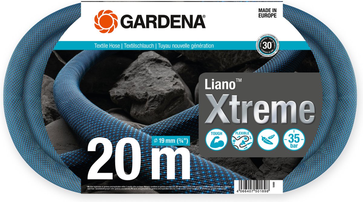GARDENA 18480-20 Liano™ Xtreme Set de gaines textiles 20 m 3/4 pouce 1 pc(s)