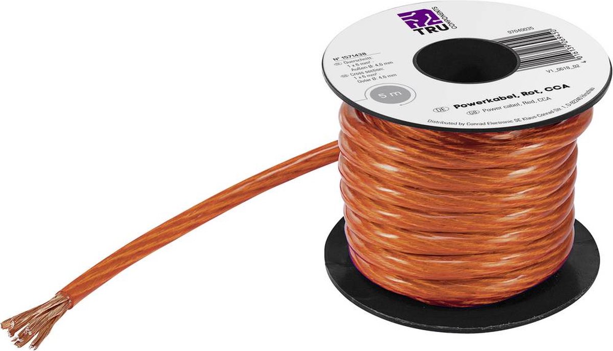 Câble de masse TRU COMPONENTS CCA 1567039 1 x 35 mm² rouge 5 m