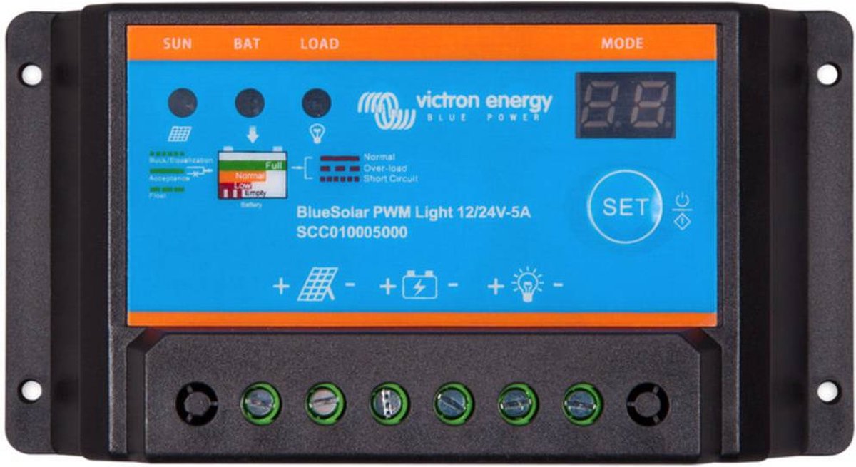 Victron Energy Régulateur de charge solaire PWM 12 V, 24 V 5 A