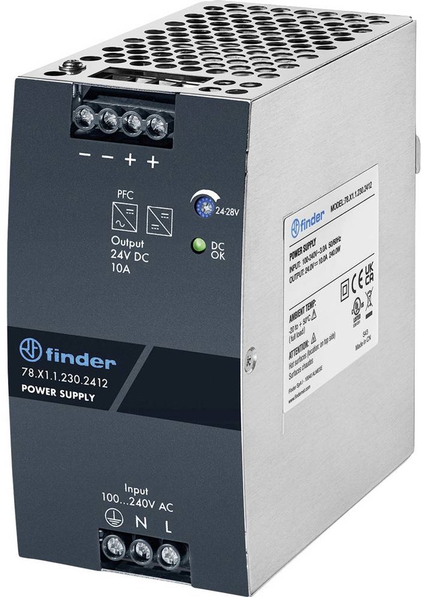 Finder 78.Y1.1.230.2412 Bloc dalimentation à découpage 24 V/DC 20 A 480 W Nbr. de sorties:1 x Contenu 1 pc(s)