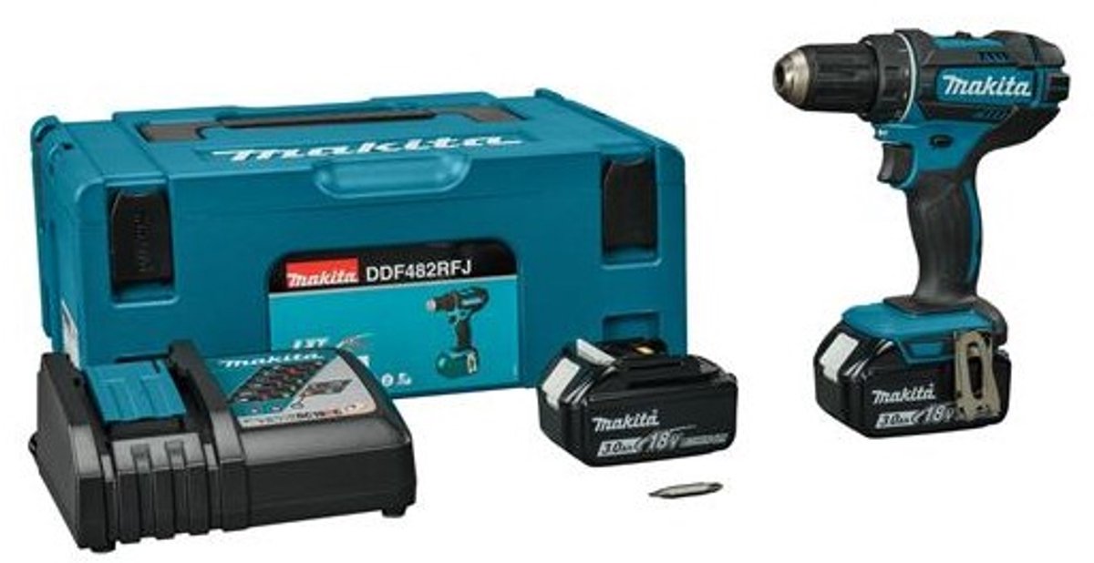 Perceuse-visseuse sans fil Makita DDF482RFJ DDF482RFJ 18 V 3 Ah Li-Ion + 2 batteries, + mallette