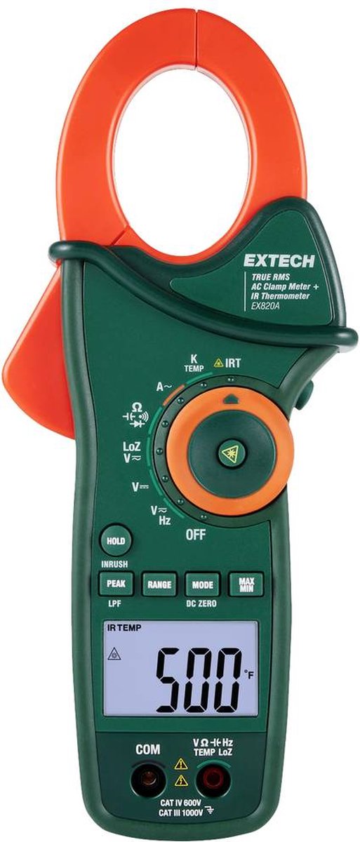 Extech Extech EX820A Pince ampèremétrique numérique thermomètre IR, LoZ CAT IV 600 V Affichage (nombre de points): 6000