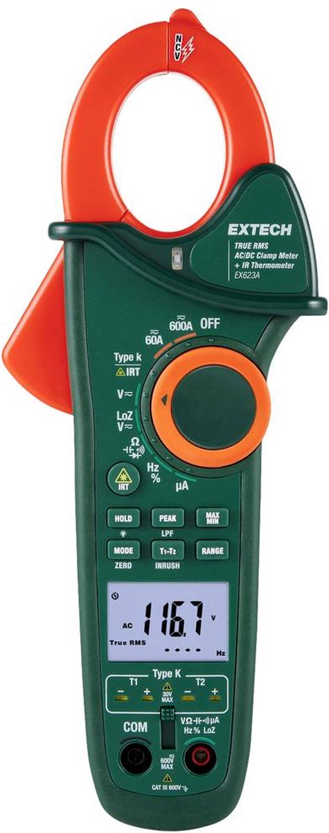 Extech Extech EX623A Pince ampèremétrique numérique thermomètre IR CAT III 600 V Affichage (nombre de points): 6000