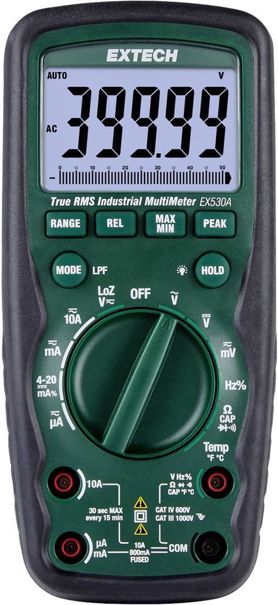 Extech Extech EX530A Multimètre numérique mesure de capacité, étanche (IP67), LoZ CAT IV 600 V Affichage (nombre de points): 50000