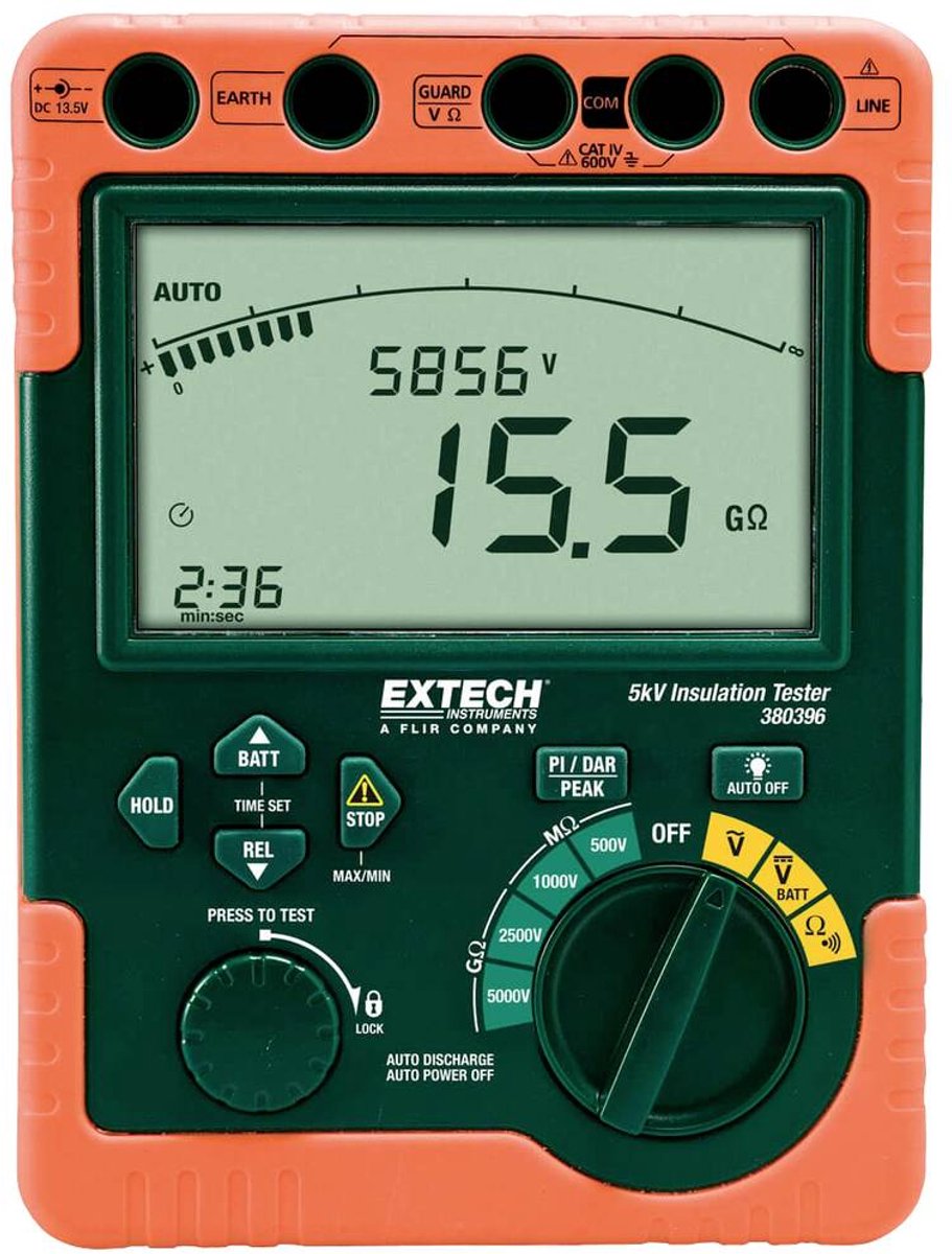 Extech Extech 380396 Appareil de mesure de lisolation 500 V, 1000 V, 2500 V, 5000 V 60 GΩ