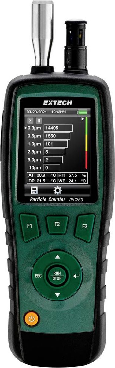 Compteur de particules Extech VPC260 température, humidité de lair avec fonction thermométrique