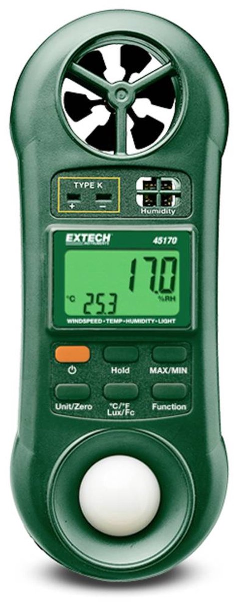 Extech 45170 Appareil de mesure de température -100 - +1300 °C sonde K testeur denvironnement multifonction 4-en-1