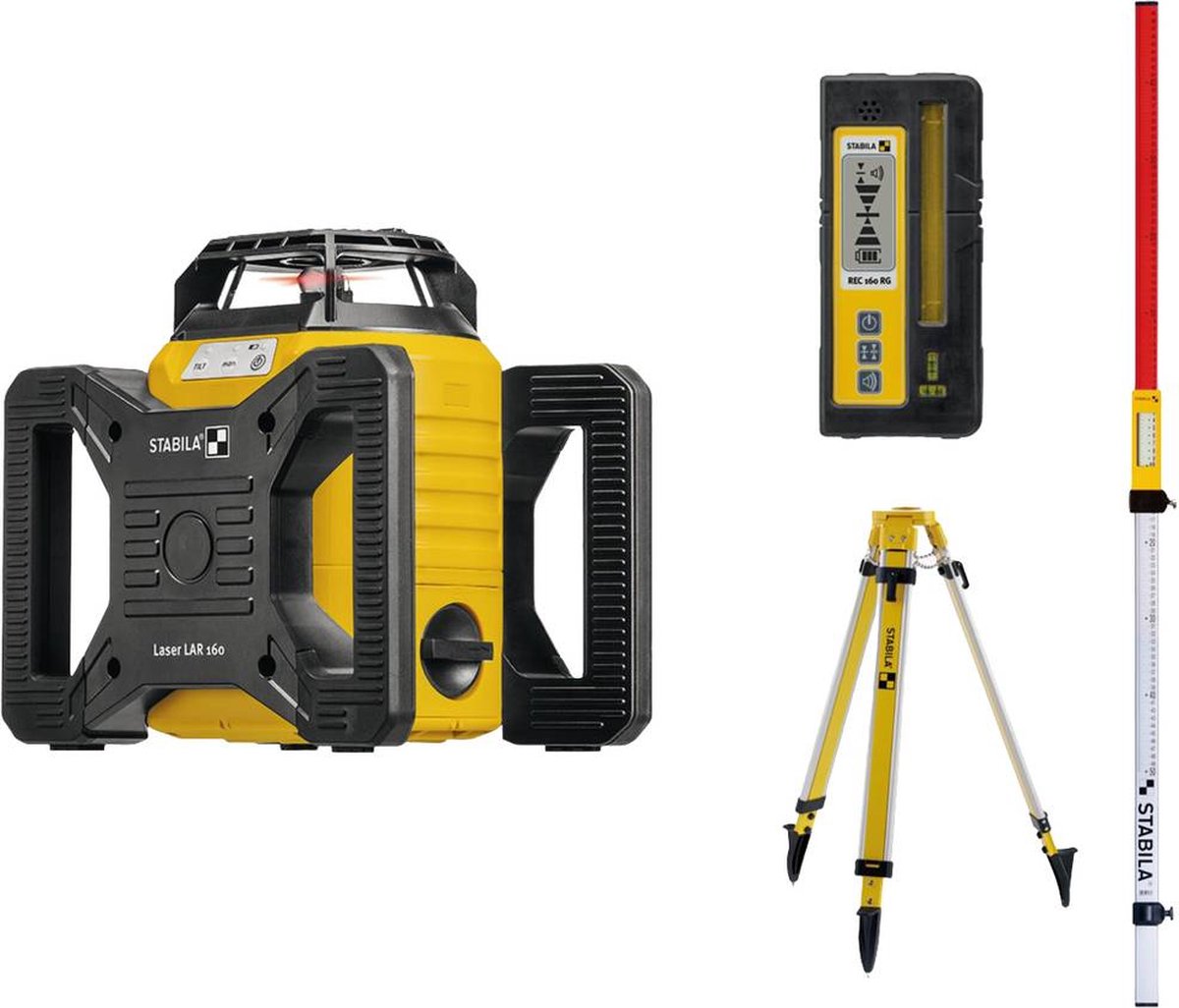 Laser rotatif Stabila LAR 160, 7-pcs avec trépied, avec mire de nivellement de 5 m Portée (max.): 600 m