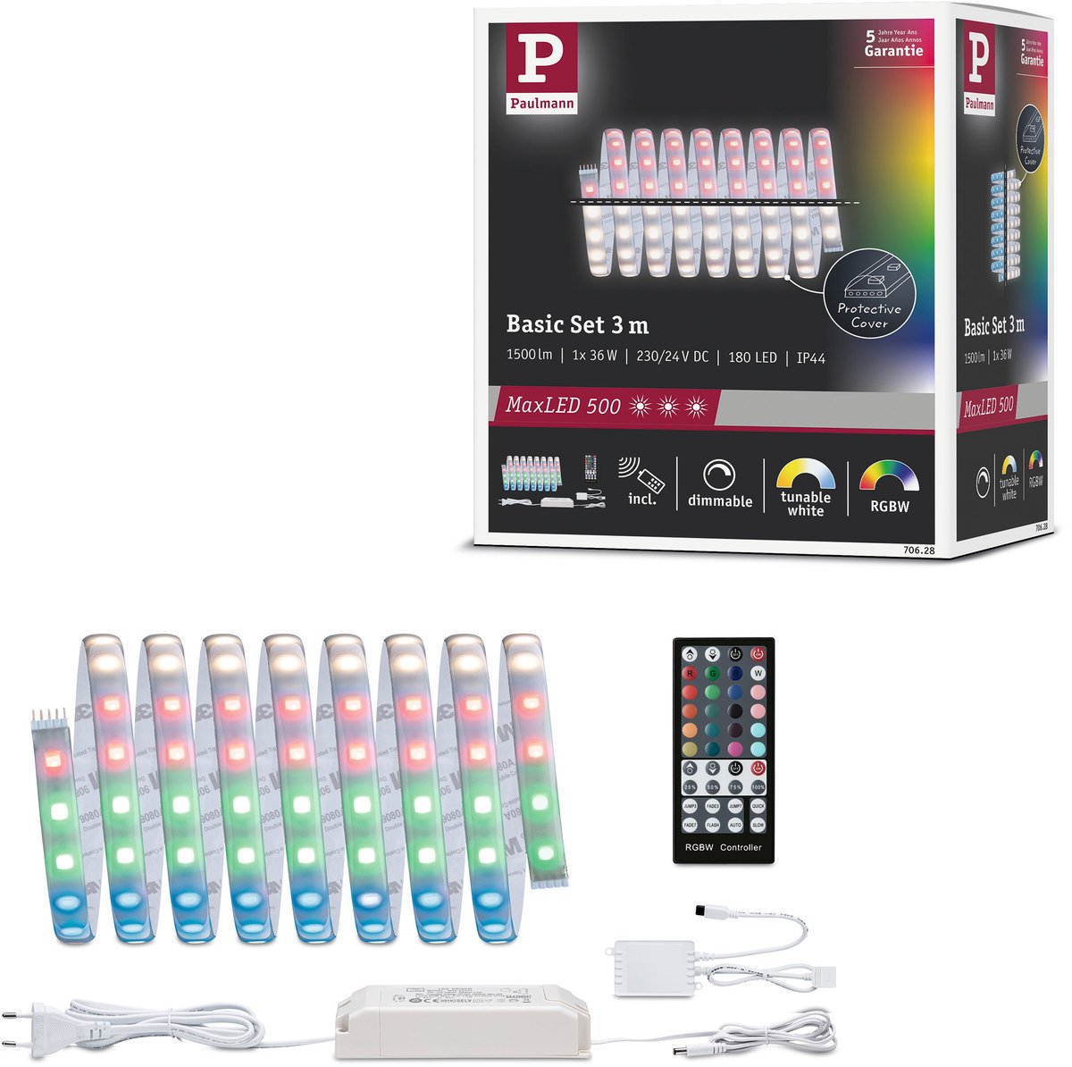 Paulmann MaxLED RGBW 70628 Ruban LED (Base) avec connecteur mâle 24 V 3 m RVB, blanc chaud 1 pc(s)