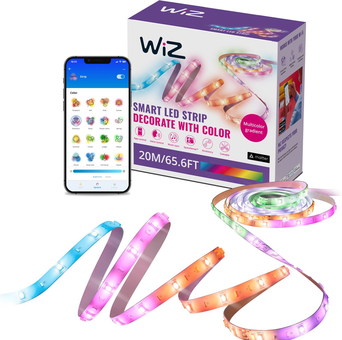 WiZ 8720169077164 Ruban LED avec connecteur mâle 20 m RGBIC 1 pc(s)