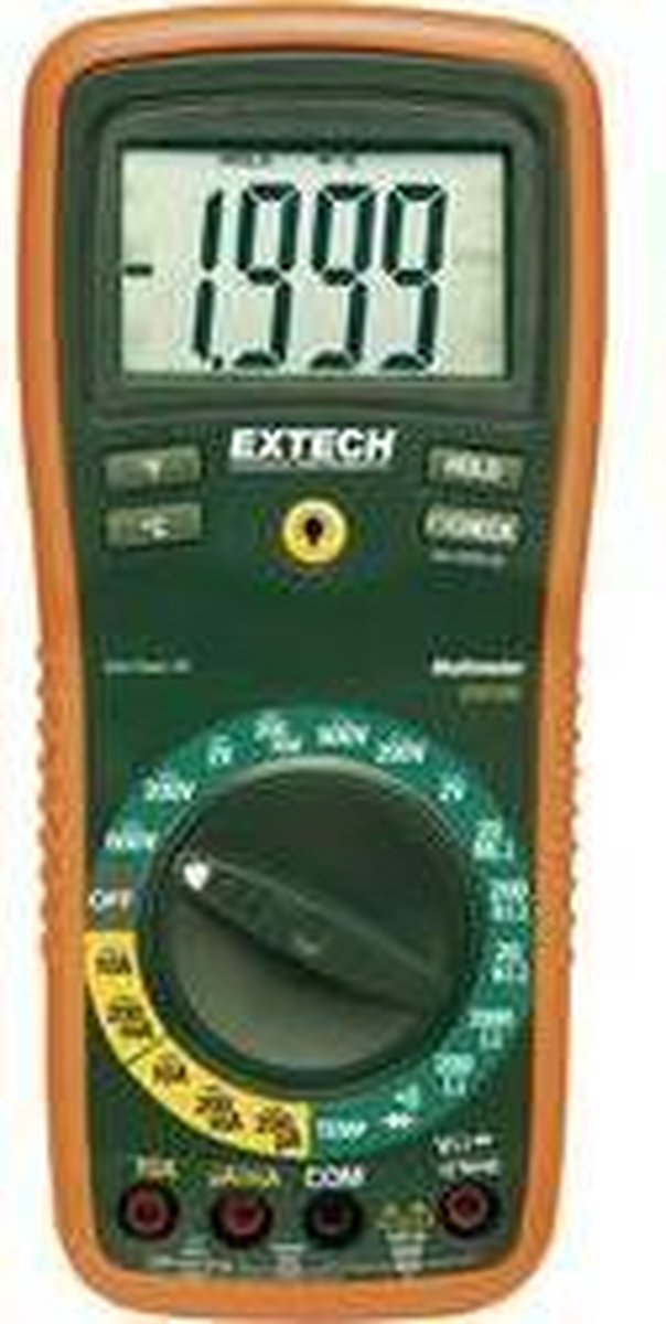 Extech EX410A Multimètre numérique mesure de capacité, avec rétroéclairage de lécran, mémoire de valeur temporaire, test de continuité CAT III 600 V Affichage