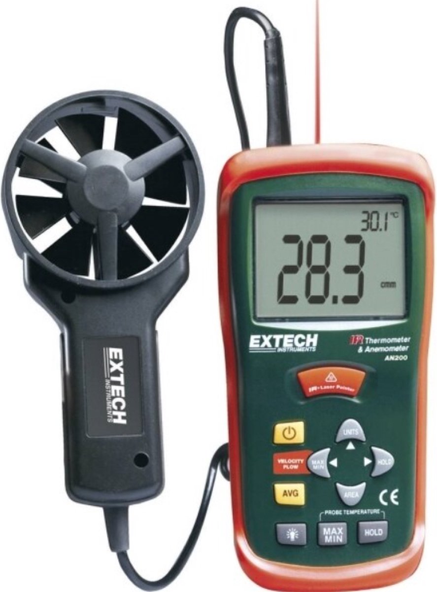 Extech AN200 Anémomètre 0.4 à 30 m/s avec fonction thermométrique