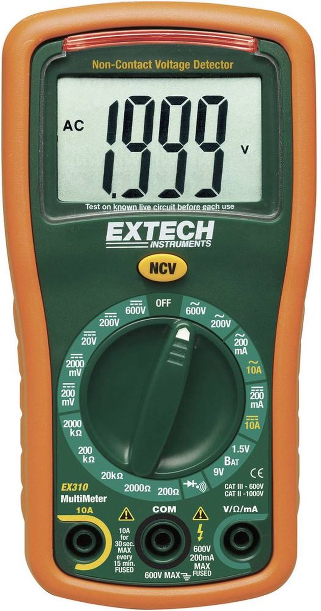 Extech EX310 Multimètre numérique test de continuité CAT III 600 V Affichage (nombre de points): 2000