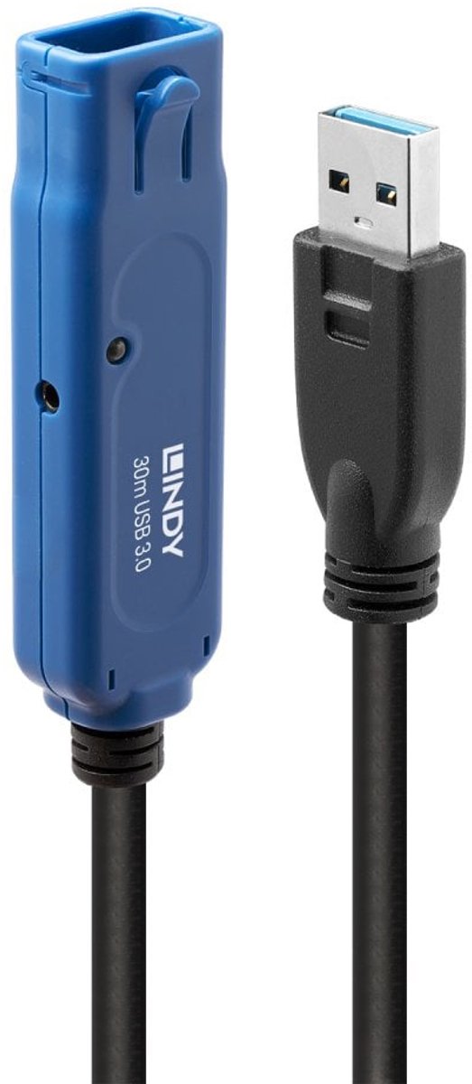 LINDY Câble USB USB 3.2 Gen1 USB-A mâle, USB-A femelle 30.00 m noir, bleu 43362