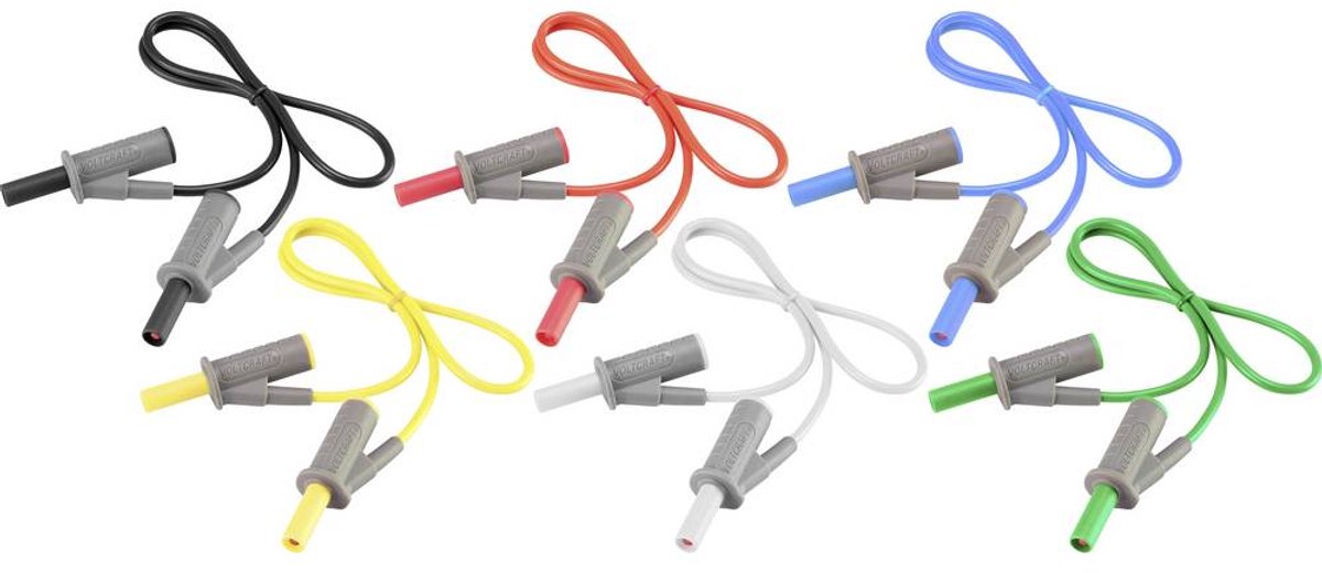 VOLTCRAFT MSB-501 Set de cordons de mesure Banane mâle 4 mm Banane mâle 4 mm 25.00 cm 12 pc(s)