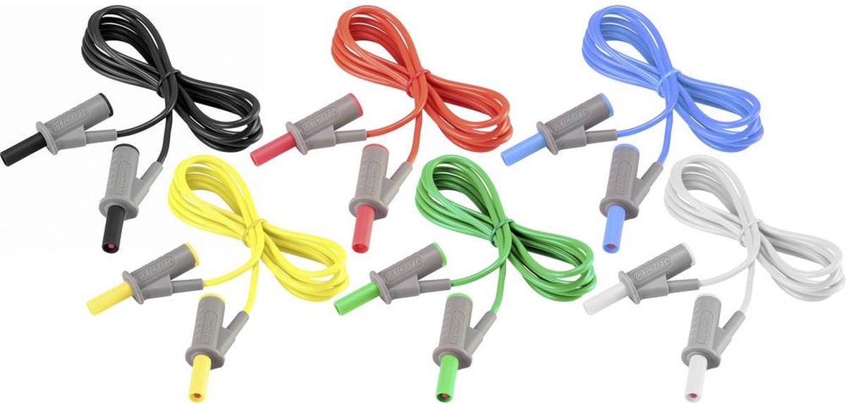 VOLTCRAFT MSB-501 Set de cordons de mesure Banane mâle 4 mm Banane mâle 4 mm 2.00 m 12 pc(s)