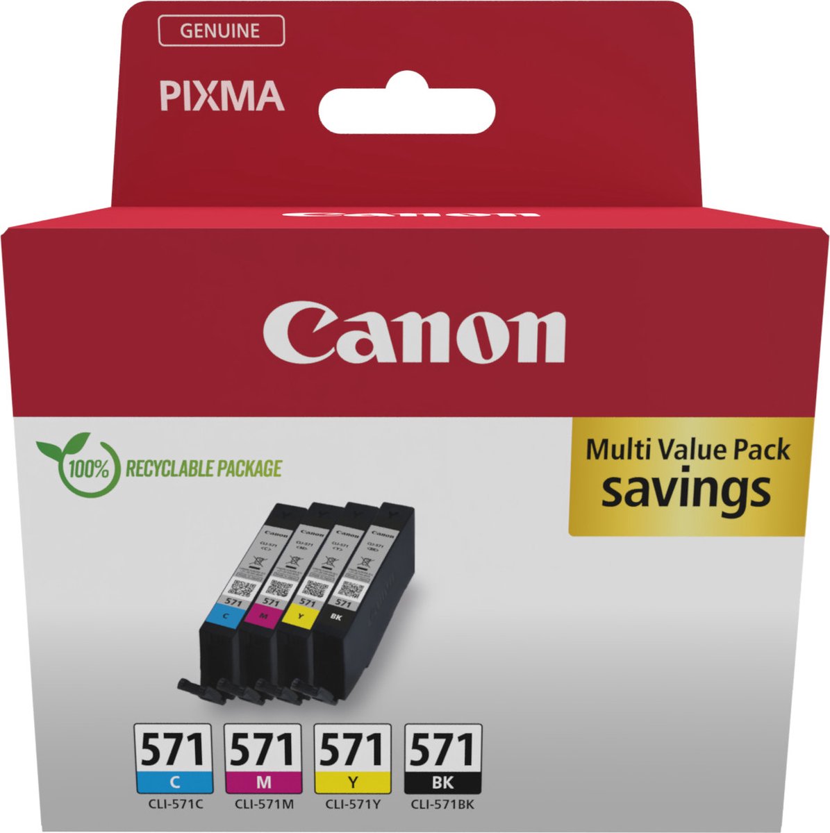 Canon Encre CLI-571 dorigine pack bundle noir, cyan, magenta, jaune 0386C008