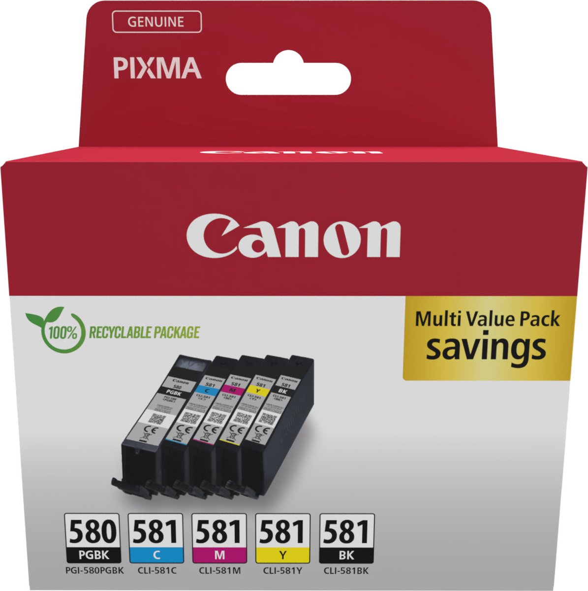 Canon Encre PGI-580 CLI-581 dorigine pack bundle noir, noir, cyan, magenta, jaune 2078C007 Encre