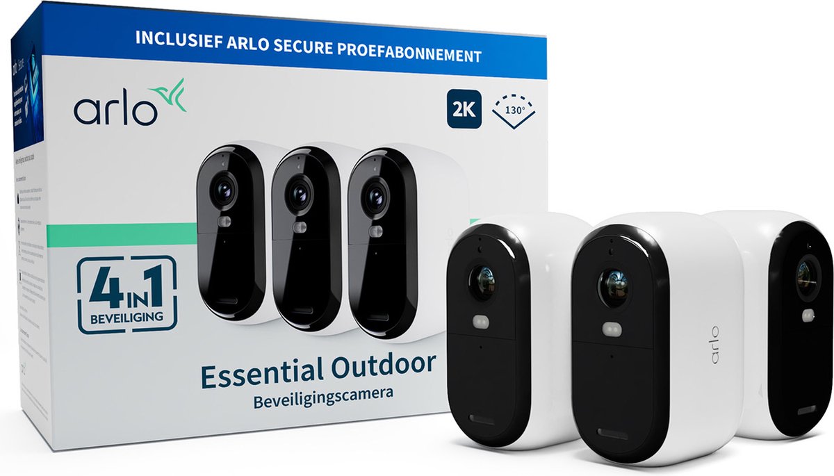 ARLO ESSENTIAL2 2K OUTDOOR CAMERA 3-PACK VMC3350-100EUS Wi-Fi IP-Set pour caméra de surveillanceavec 3 caméras2688 x 1520 pixels