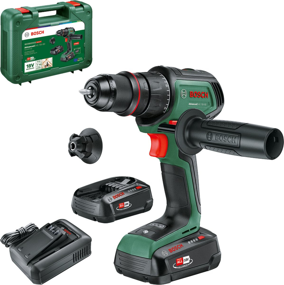 Perceuse-visseuse sans fil Bosch Home and Garden AdvancedDrill 18V-80 QuickSnap 06039E2002 18.0 V 2.500 Ah + batterie