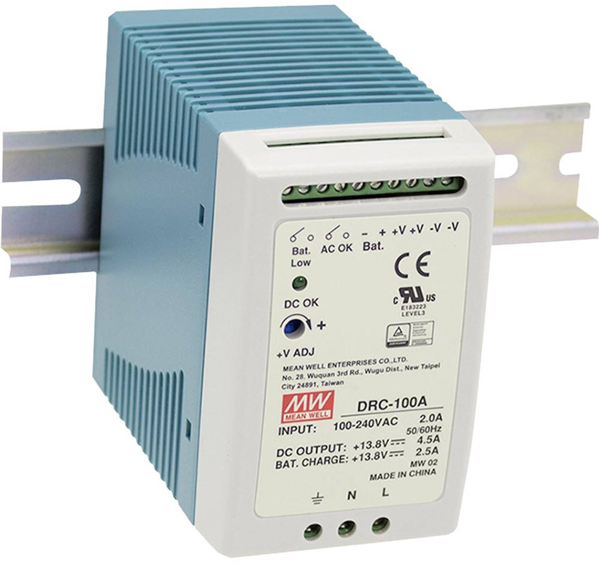 Alimentation rail DIN MEAN WELL DRC-100A 12 V/DC 4.5 A 96 W 2 x
