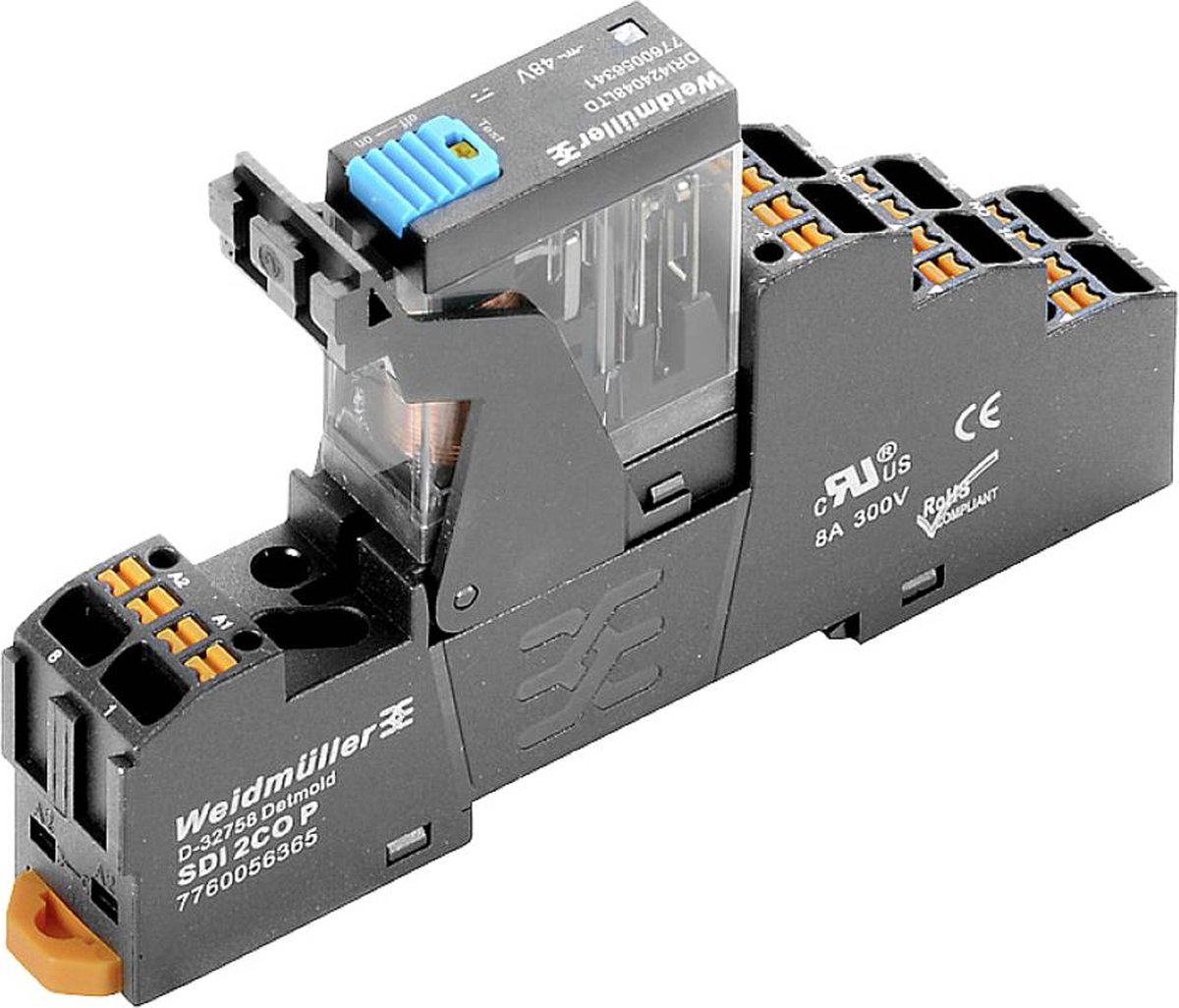 Weidmüller DRIKITP 24VDC 2CO LD/PB Module relais Tension nominale: 24 V/DC Courant de commutation (max.): 5 A 2 inverseurs (RT) Piece 10 pc(s)