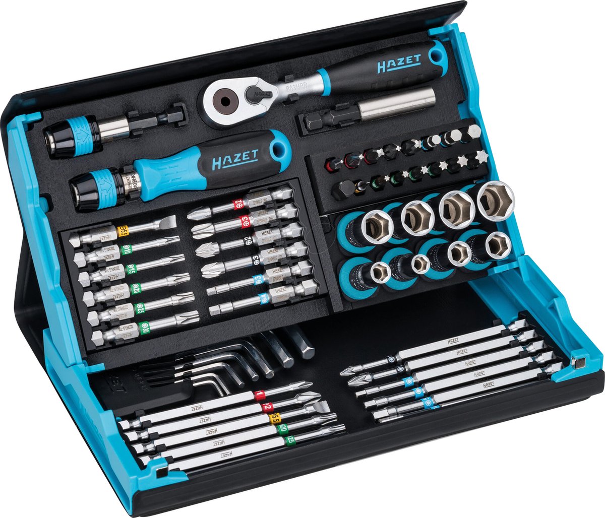 Hazet Jeu de clés à douille carré, 6 pans, 1/4 (6.3 mm) 59 pièces 2200SC-32