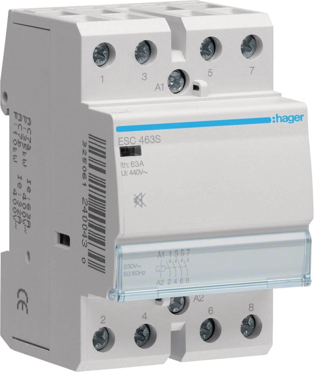 Hager ESC463S Contacteur dinstallation 4 NO (T) 400 V avec protection contre les surtensions 1 pc(s)
