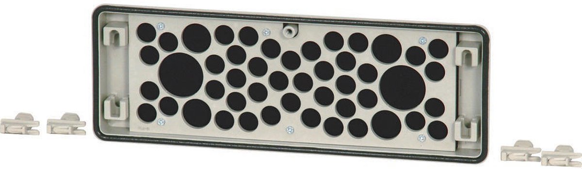 N/A avec entrée de câble Eaton 44879 plastique gris (L x l x H) 23 x 329 x 116 mm