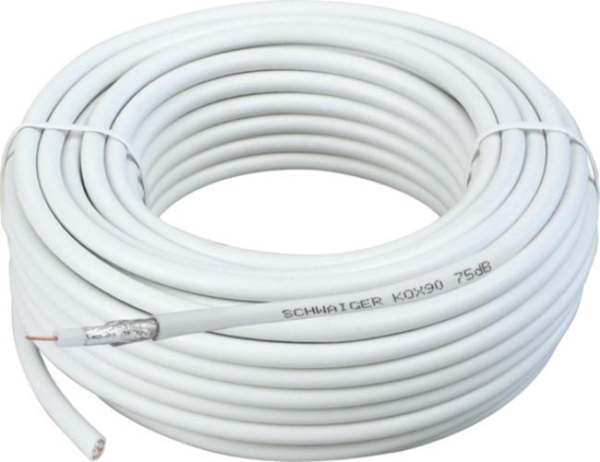 Schwaiger KOX90/50 042 SAT Cordon Coaxial 50.00 m blindage double 75 dB