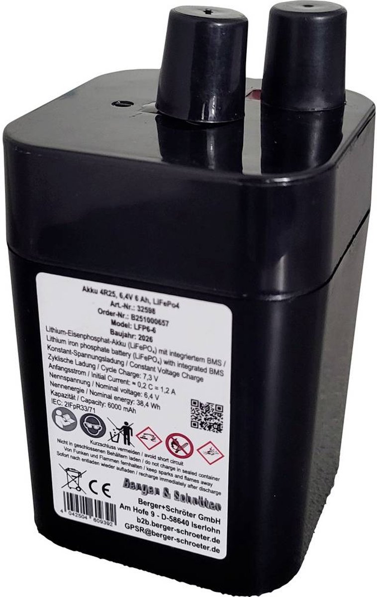 Berger & Schröter Pile rechargeable spéciale 4R25 LiFePO 4 6.4 V 6 Ah 1 pc(s)