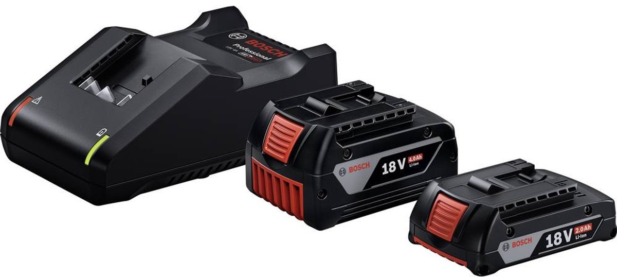 Bosch Professional GBA 18V 2.0 Ah + 4.0 Ah Chargeur 1600A01ZS9 + 2 batteries