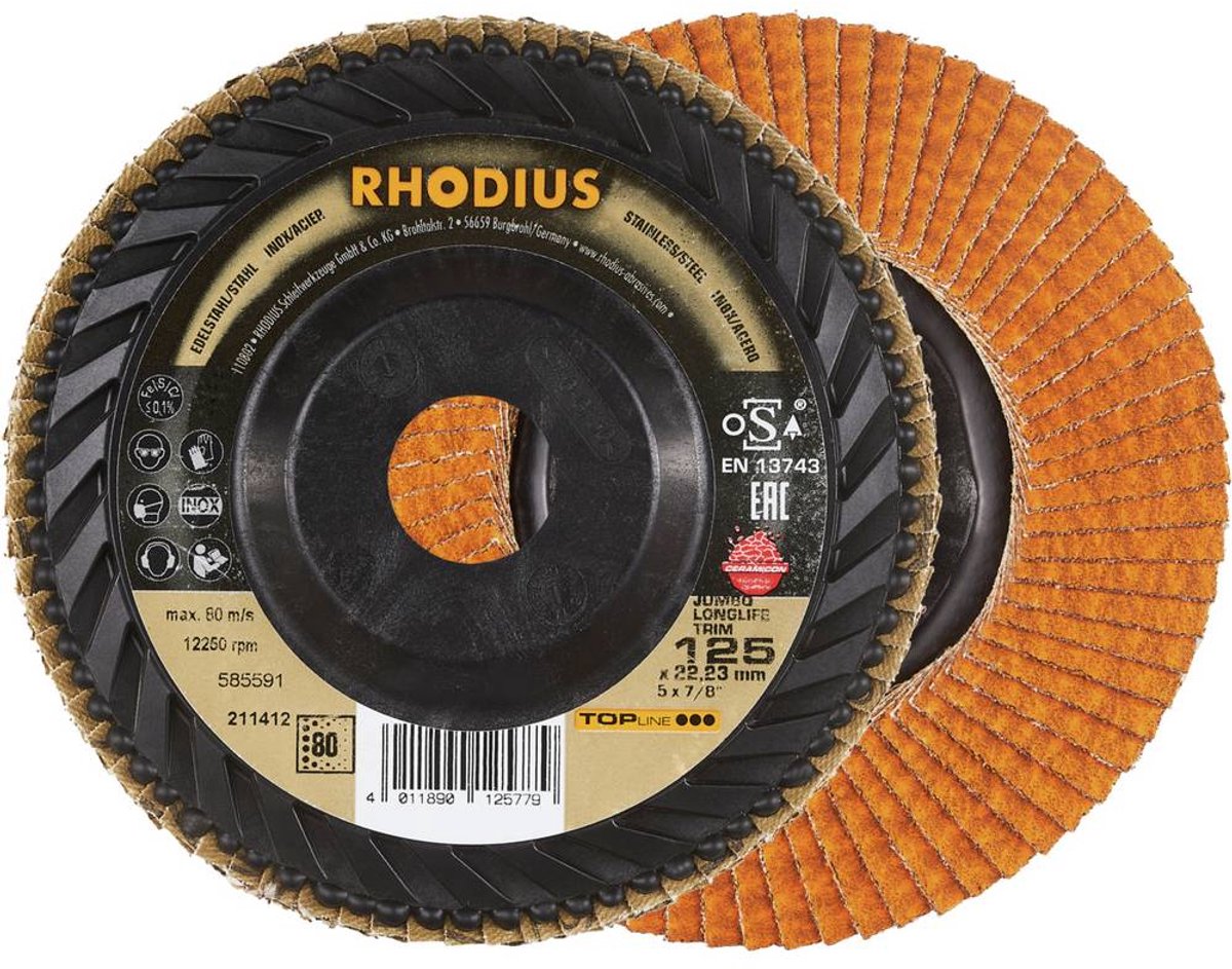 Rhodius 211412 JUMBO LONGLIFE TRIM Disque segmenté Grain 80 acier inoxydable, acier 10 pc(s)