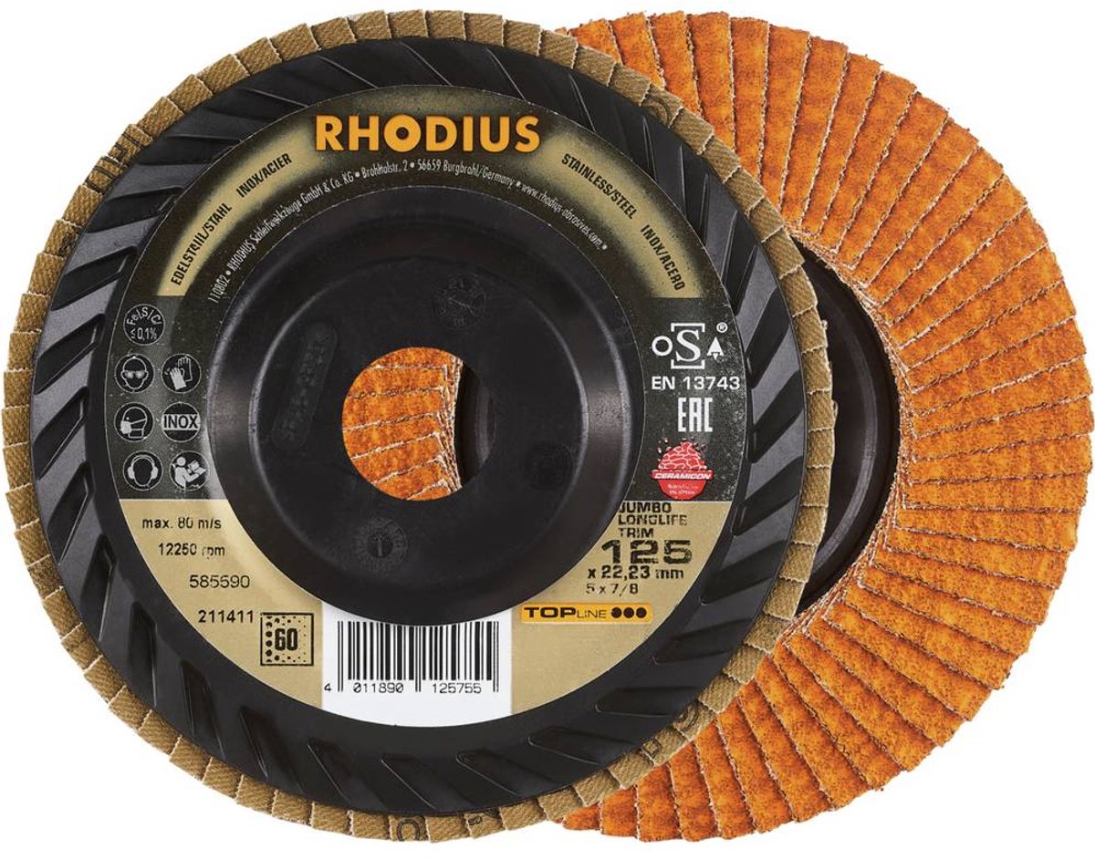 Rhodius 211411 JUMBO LONGLIFE TRIM Disque segmenté Grain 60 acier inoxydable, acier 10 pc(s)