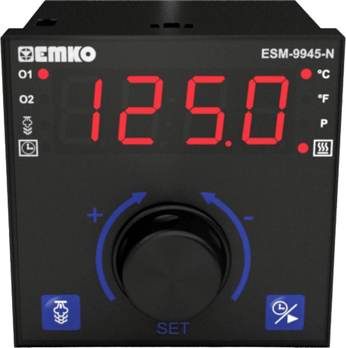 Emko ESM-9945-N 2 points, P, PI, PD, PID Régulateur de température Pt100 -200 à +1700 °C Relais 5 A (L x l x H) 100 x 96 x 96 mm