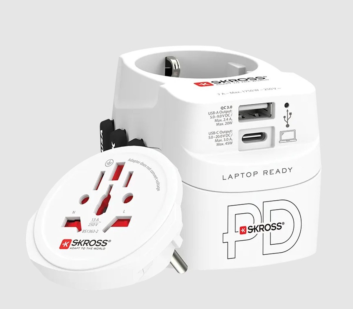 Skross 1.302474 Adaptateur de voyage Pro Light USB AC45PD World