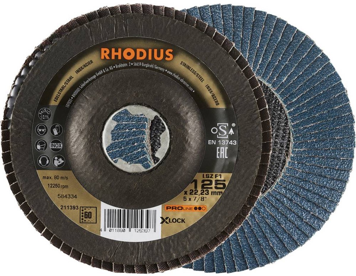 Rhodius 211393 LSZ F1 X-LOCK Disque segmenté Grain 60 acier inoxydable, acier 10 pc(s)