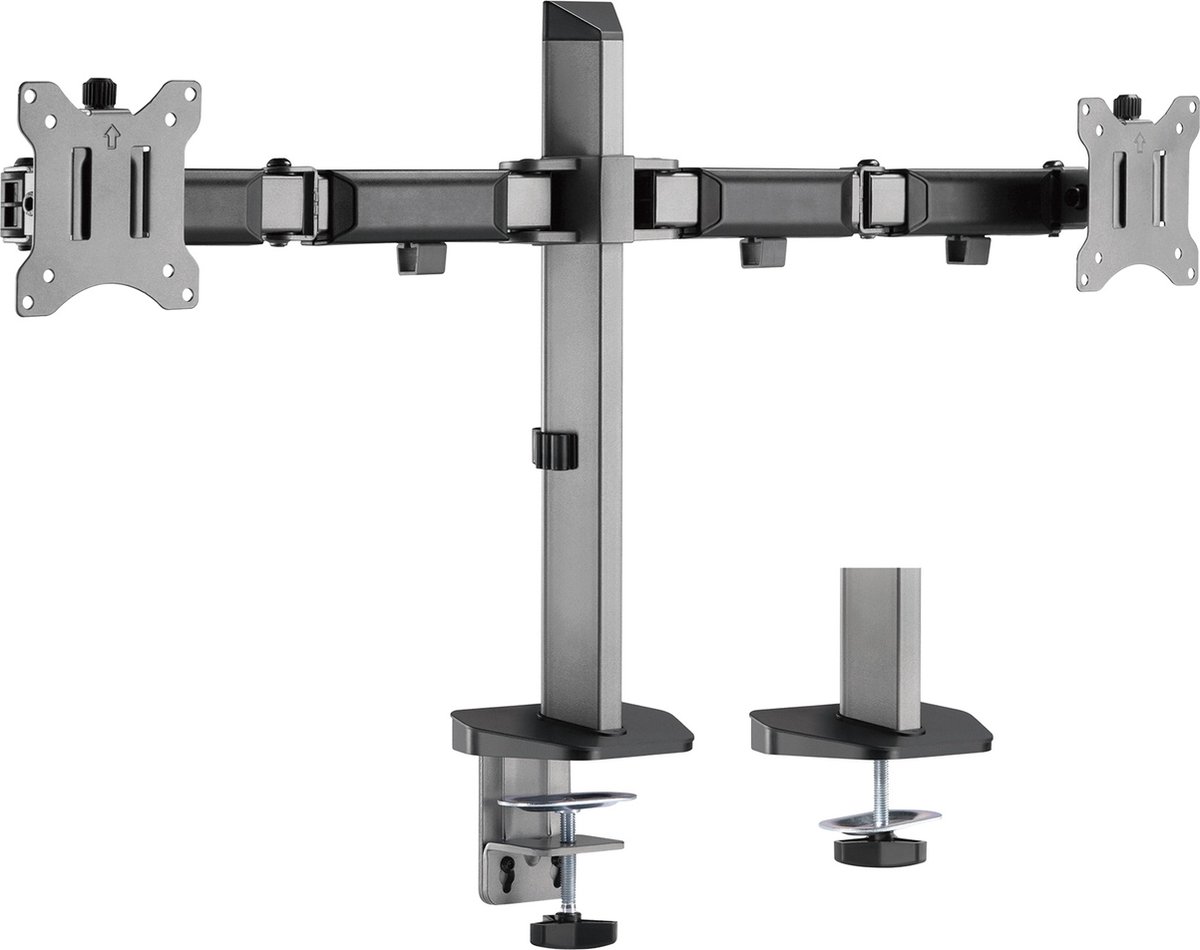 My Wall HL50-2L Support de table pour écran 2 Écran(s) 43,2 cm (17) - 81,3 cm (32) argent, noir inclinable, rotatif