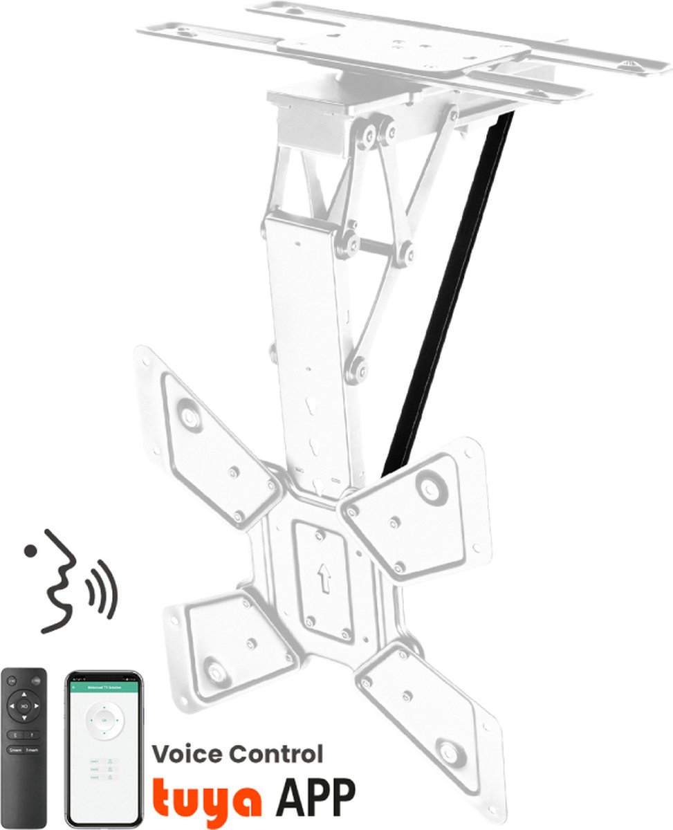 My Wall HL48MWL Support TV pour plafond 58,4 cm (23) - 165,1 cm (65) commande par application, support de plafond, rotatif, inclinable, motorisé pour Google